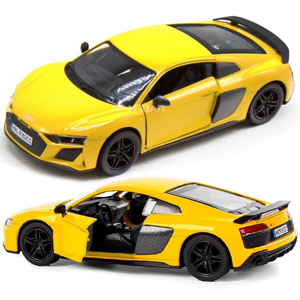 Машинка металлическая Kinsmart 1:36 2020 Audi R8 Coupe 5422DKT инерционная, двери открываются / Желтый #1