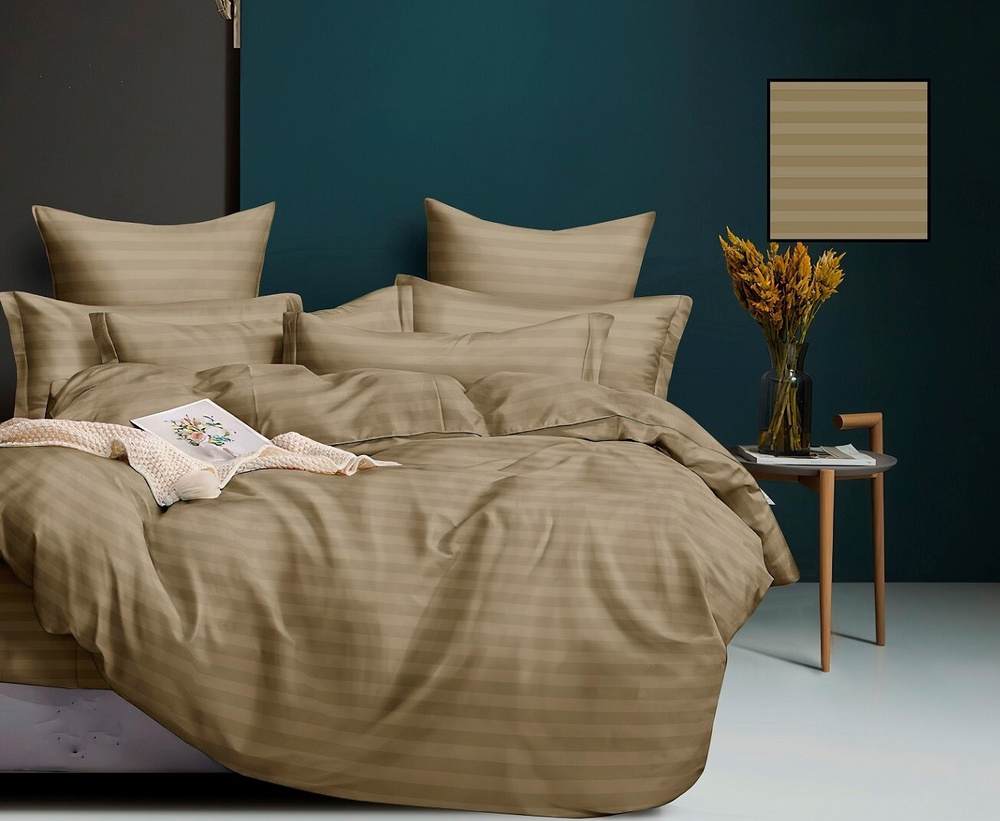 Золотая линия Комплект постельного белья, Полисатин, 2-x спальный с простыней Евро, наволочки 70x70  #1