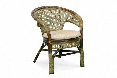 Кресло Пеланги из натурального ротанга с подушкой, цвет олива , 65х65х80 см  #1