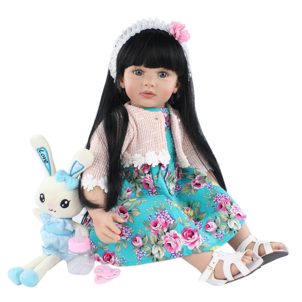 Мягкая силиконовая кукла реборн BZDOLL 60 см для девочек, игрушка с тканевым телом  #1