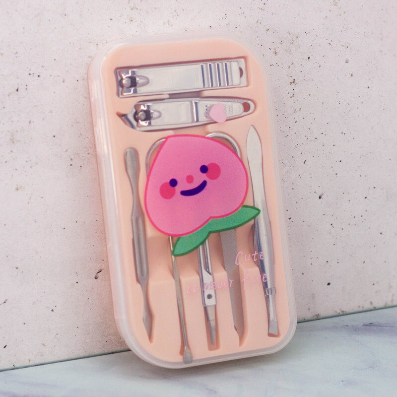 Маникюрный набор из нескольких инструментов/ Оригинальный подарок на новый год "Smile peach", pink  #1