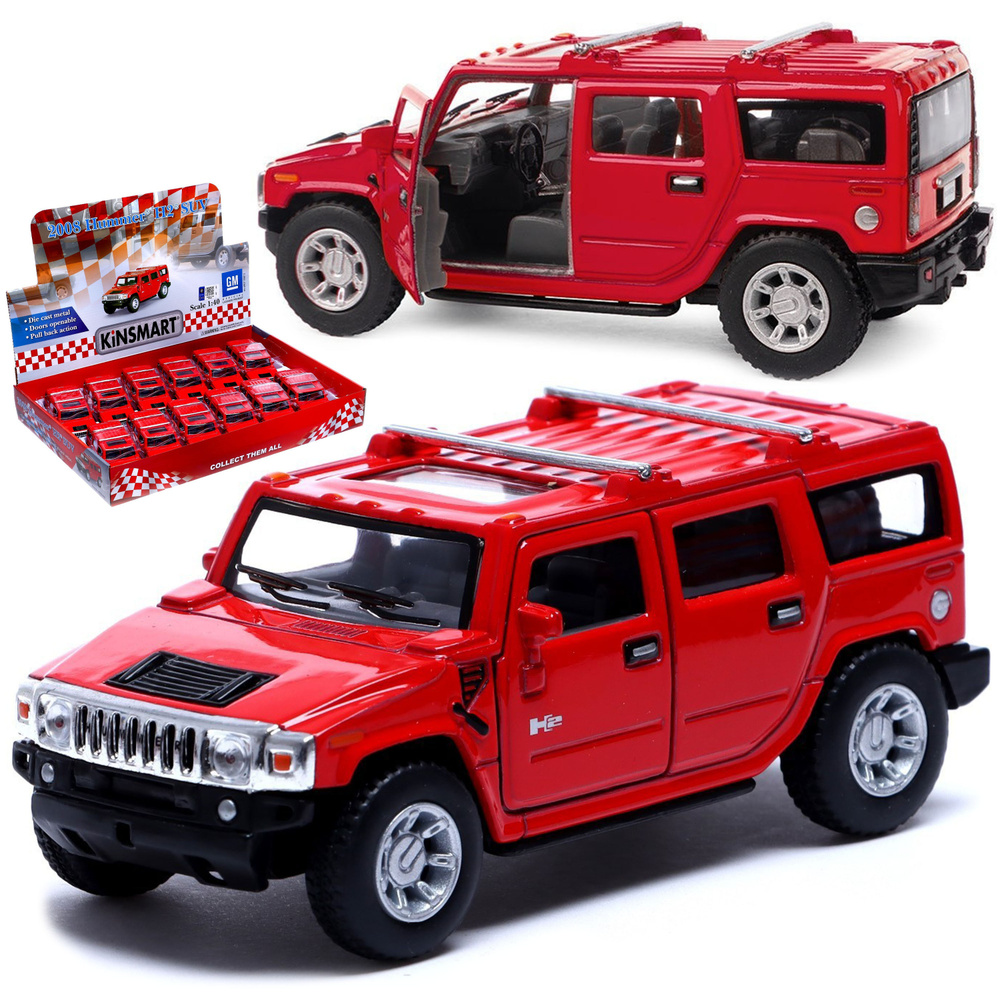 Металлическая машинка Kinsmart 1:40 2008 Hummer H2 SUV KT5337D инерционная / Красный  #1