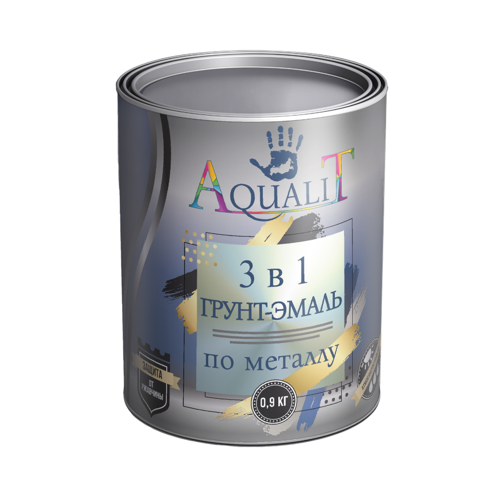 AqualiT Грунт-эмаль Быстросохнущая, Хлорвиниловая, Матовое покрытие, 0.9 кг, черный  #1