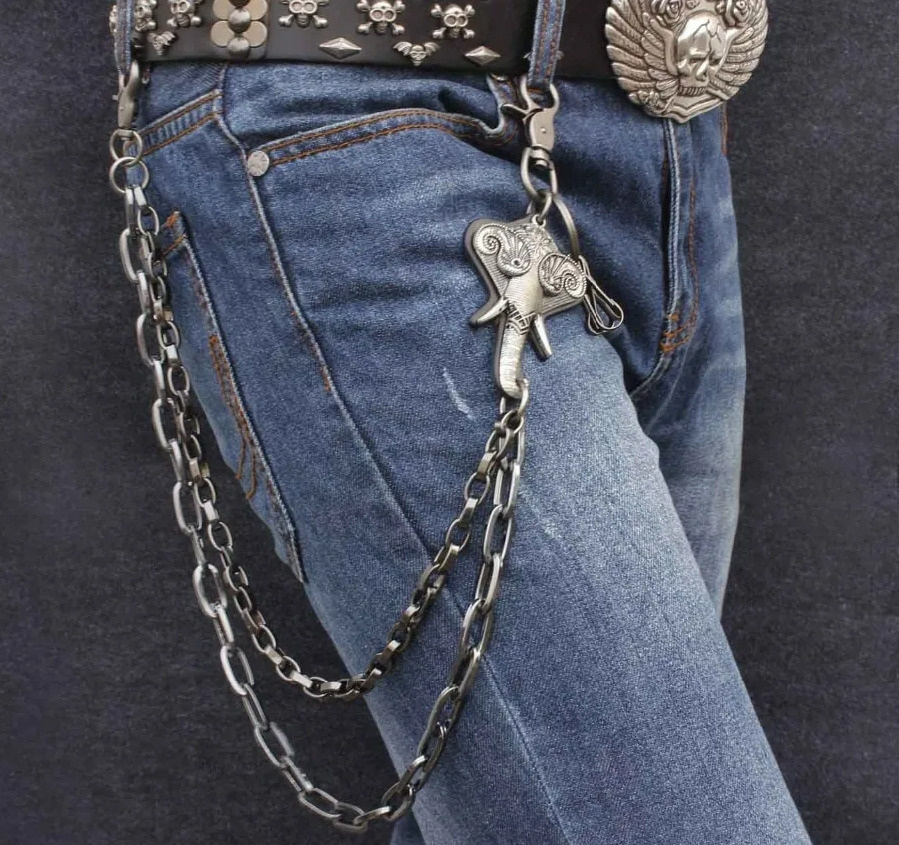 Цепь на джинсы. Цепь с шипами. Цепь стальная. Цепь на брюки. Wallet chain. Rock chain. Байкер  #1