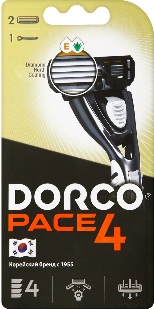 Dorco Бритва PACE4, 4-лезвийная, крепление PACE, плавающая головка (1 станок, 2 кассеты)  #1