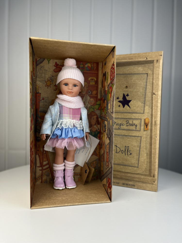 Коллекционная кукла Нина, блондинка, в голубом пальто и розовой шапке, 33 см , арт. 33105  #1