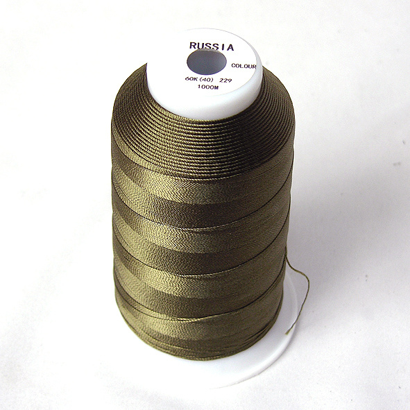 Нитки 40 капрон для швейной машинки (65К-1000м)(арт.229) цв.хаки (оливковый)  #1