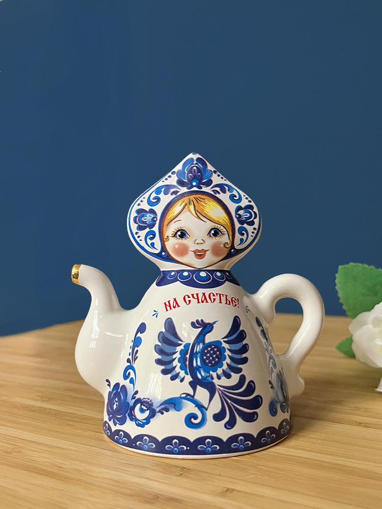 кукла на чайнике, кукла керамическая, сувенир на счастье  #1