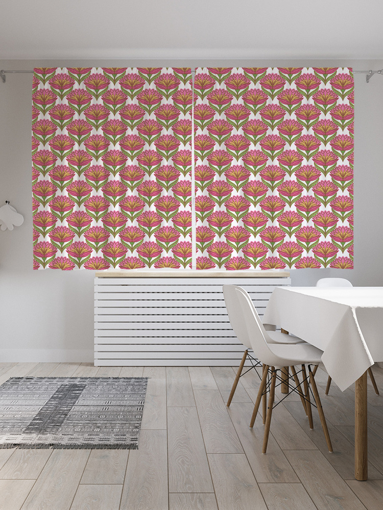 Фотошторы для кухни и спальни JoyArty Oxford DeLuxe "Плетение цветов", 2 полотна со шторной лентой шириной #1