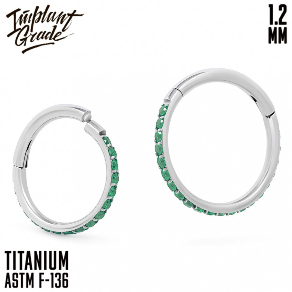 Пирсинг Implant Grade кольцо-кликер титан Twilight Green 1.2 мм (16 G) - 8 мм / кольцо в ухо, нос  #1