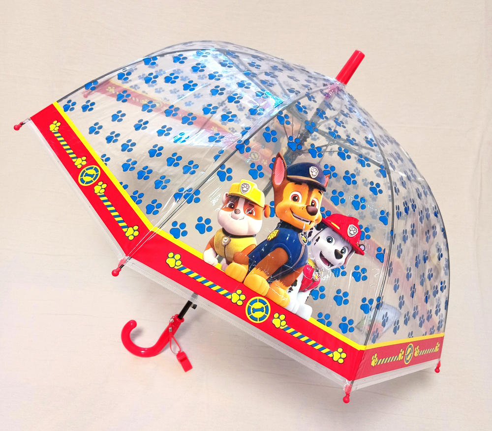 Зонт детский трость "Щенячий патруль" , диаметр купола 80 см, свисток в комплекте  #1