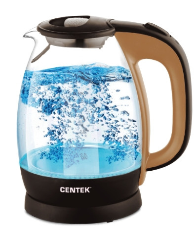 Чайник Centek CT-0056 стекло (бежевый+кофе), 1.7л, 2200Вт, LED-подсветка, боросиликатное стекло  #1