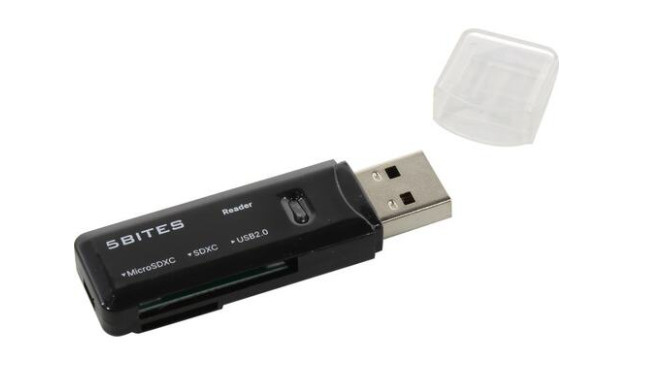 Картридер 5BITES USB 2.0 для SD, microSD, SDHX, SDXC, черный RE2-100BK #1