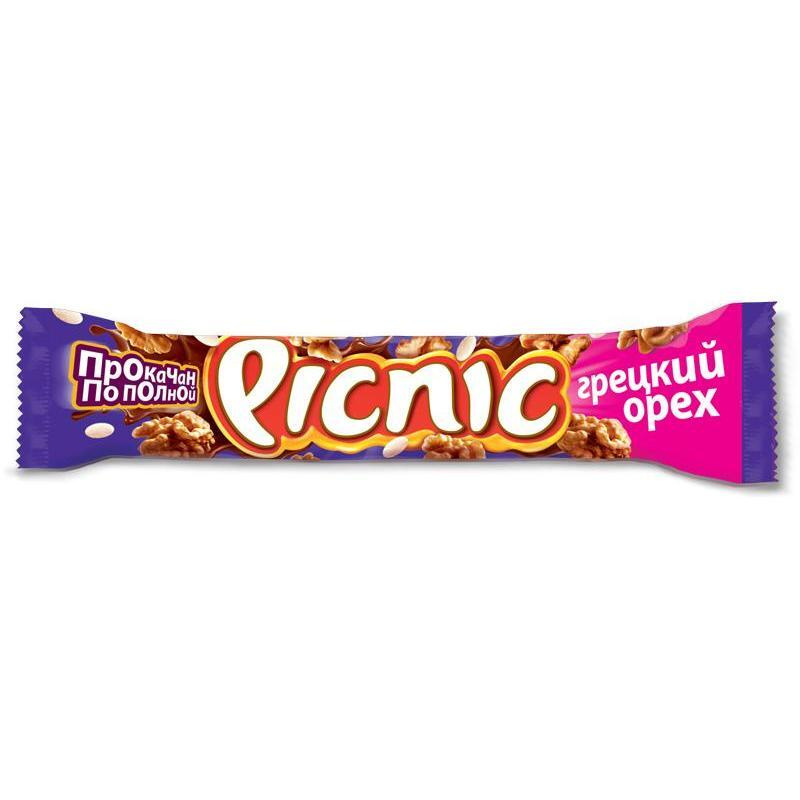 Шоколадный батончик Picnic с грецким орехом 52 г #1