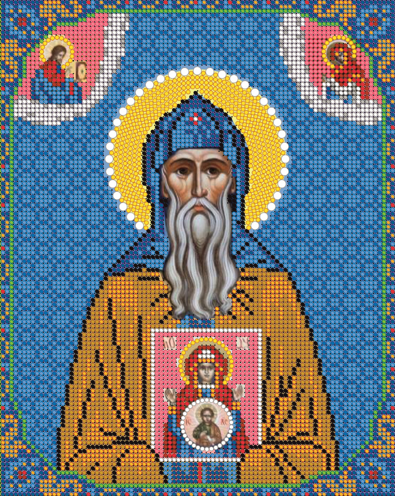Набор для вышивания "Светлица" чешский бисер, икона Святой Платон Студийский, 19х24 см  #1