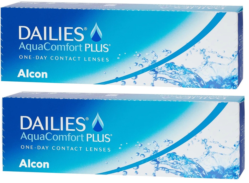 Dailies AquaComfort Plus +1.00 / 14.0 / 8.7, 60 штук (2 пачки по 30 линз), контактные однодневные гидрогелевые. #1