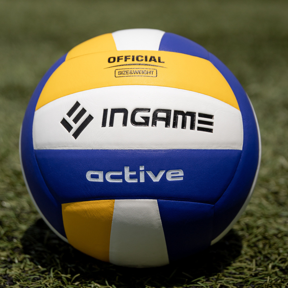 Мяч волейбольный INGAME ACTIVE сине-желто-белый IVB-101, спортивный мячик для волейбола игровой пляжный #1