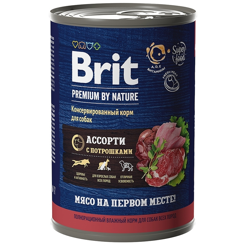 Brit Premium by Nature Корм консервированный с мясным ассорти с потрошками для собак всех пород, 410 #1