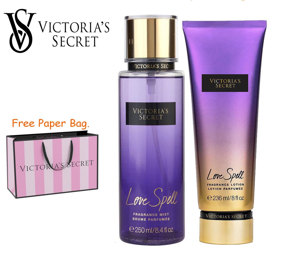 Victorias secret подарочный набор лосьон для тела + спрей Love Spell с пакетом VS  #1