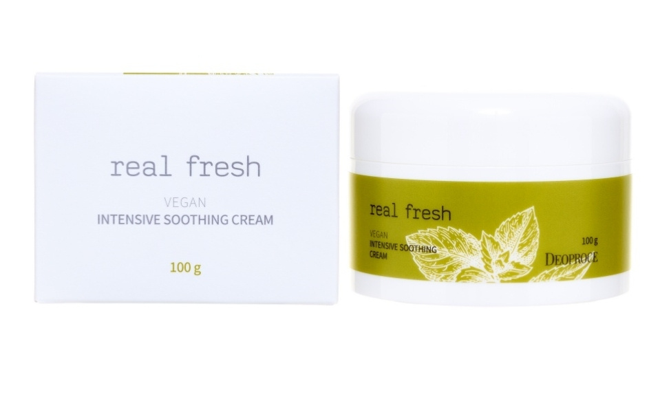 Deoproce Real Fresh Vegan Intensive Soothing Cream Успокаивающий крем для лица  #1