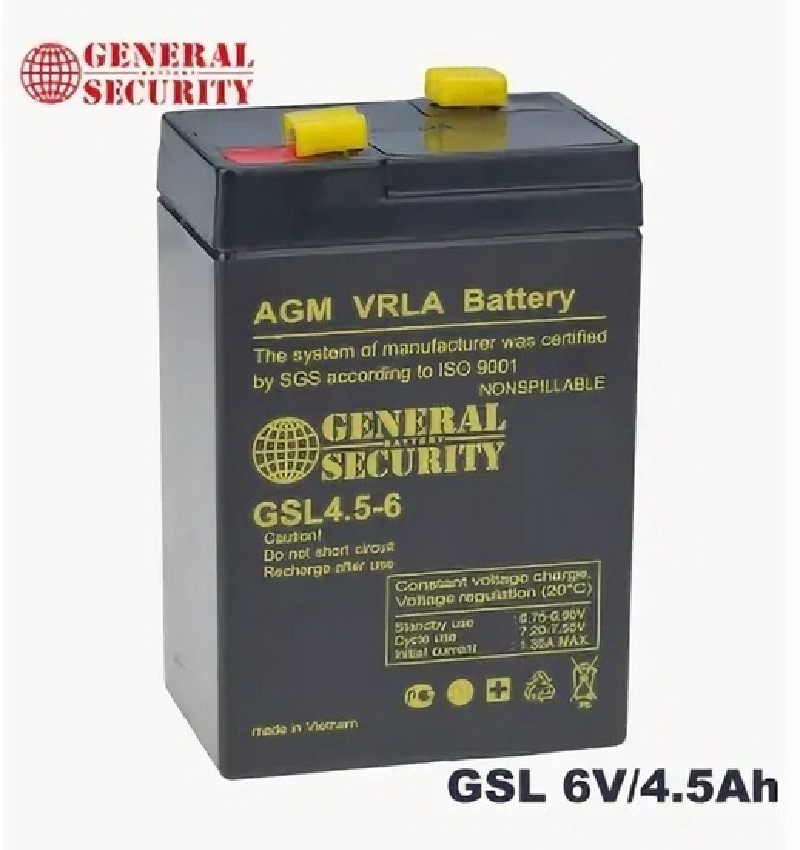 Аккумулятор General Security GSL 4.5-6 (6V / 4.5Ah) ИБП / весы / касса ...