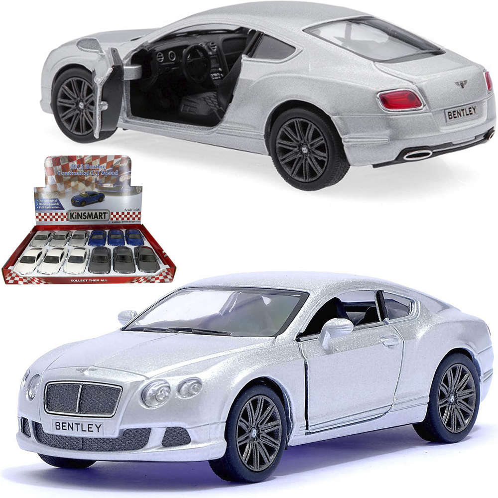 Машинка игрушка для мальчика металлическая, инерционная 1:38 2012 Bentley Continental GT Speed в дисплейбоксе, #1