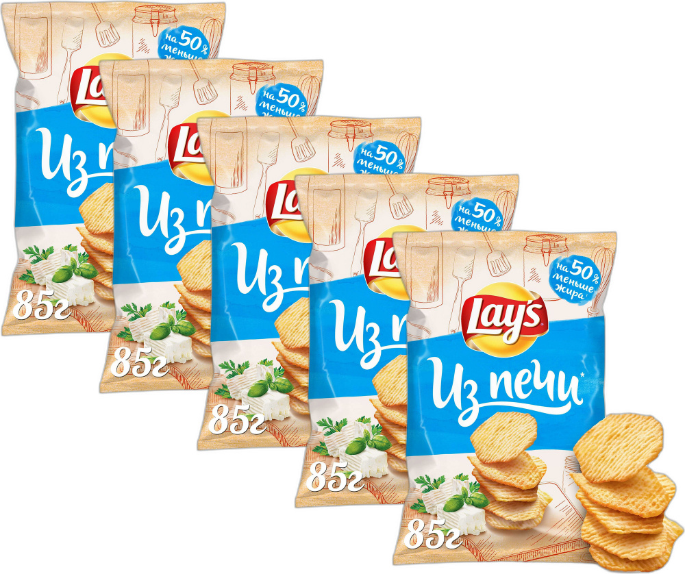 Чипсы картофельные Lay's Из печи Нежный сыр с зеленью 85 г в упаковке, комплект: 5 упаковок  #1