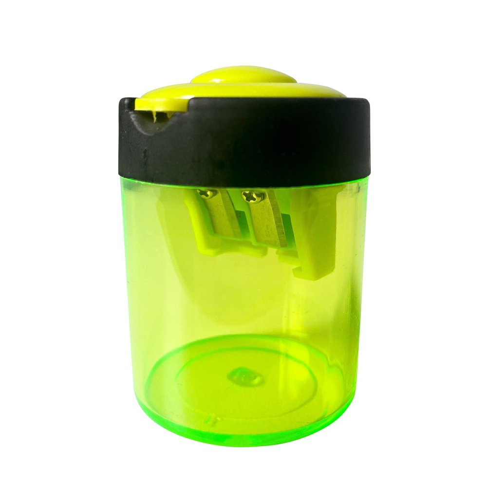 Пластиковая точилка для карандашей Dine Trin с контейнером и крышкой c двумя лезвиями зеленая  #1