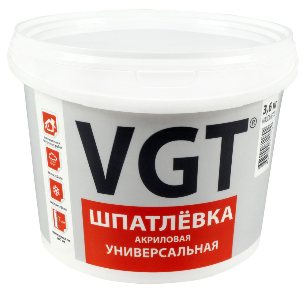 Шпатлевка Универсальная для Наружных и Внутренних Работ VGT / ВГТ Акриловая 3,6 кг  #1