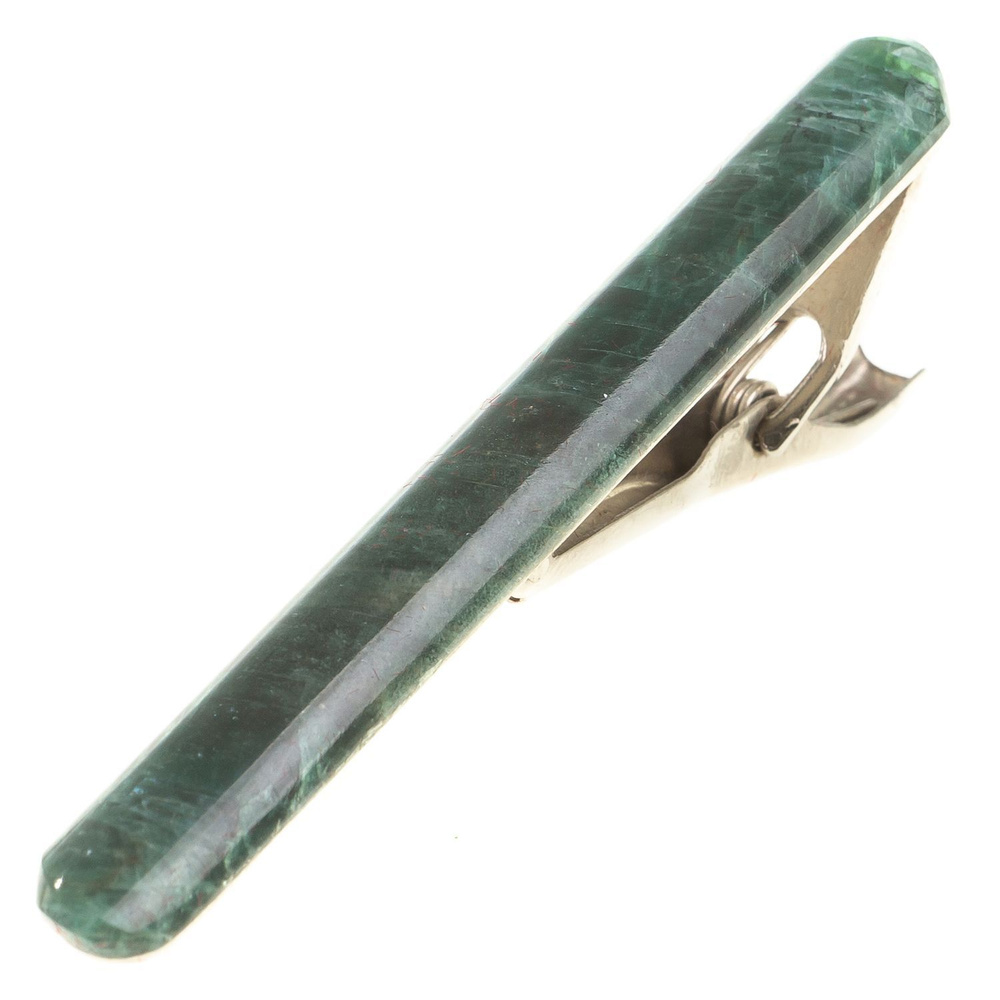 Зажим для галстука с камнем зеленый апатит #1