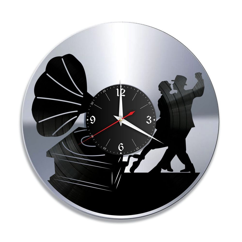 RedLaser Настенные часы "Музыка (Грамофон), серебро, из винила №14", 30 см  #1