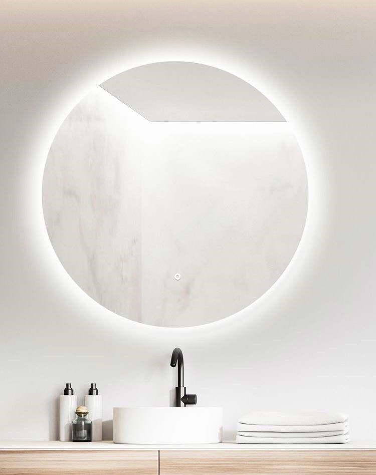 Зеркало круглое D50 для ванной с нейтральной LED-подсветкой, сенсорная кнопка  #1