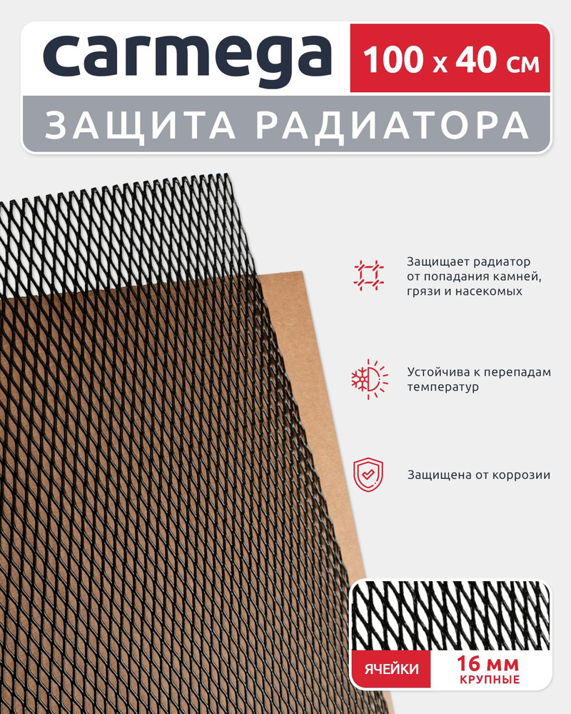 Универсальная сетка для защиты радиатора в бампер автомобиля 1000х400 мм, ячейка 16мм  #1