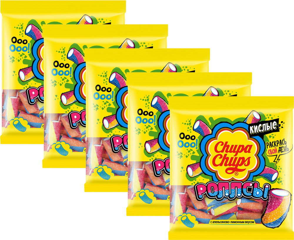 Мармелад Chupa Chups Роллсы жевательный, комплект: 5 упаковок по 150 г  #1