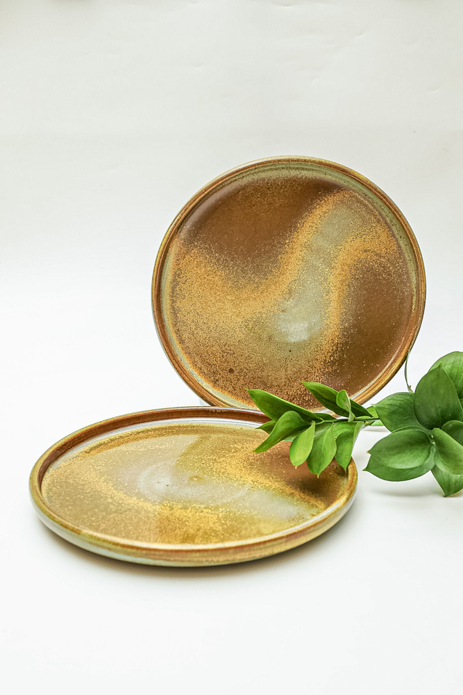 Нерпочка. Тарелка с бортиком, Бирюзово-золотая, диаметр 24,8 см  #1