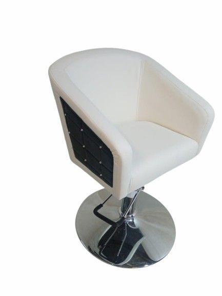 Парикмахерское кресло "Гламрок", Белый, Черная вставка, Гидравлика диск  #1