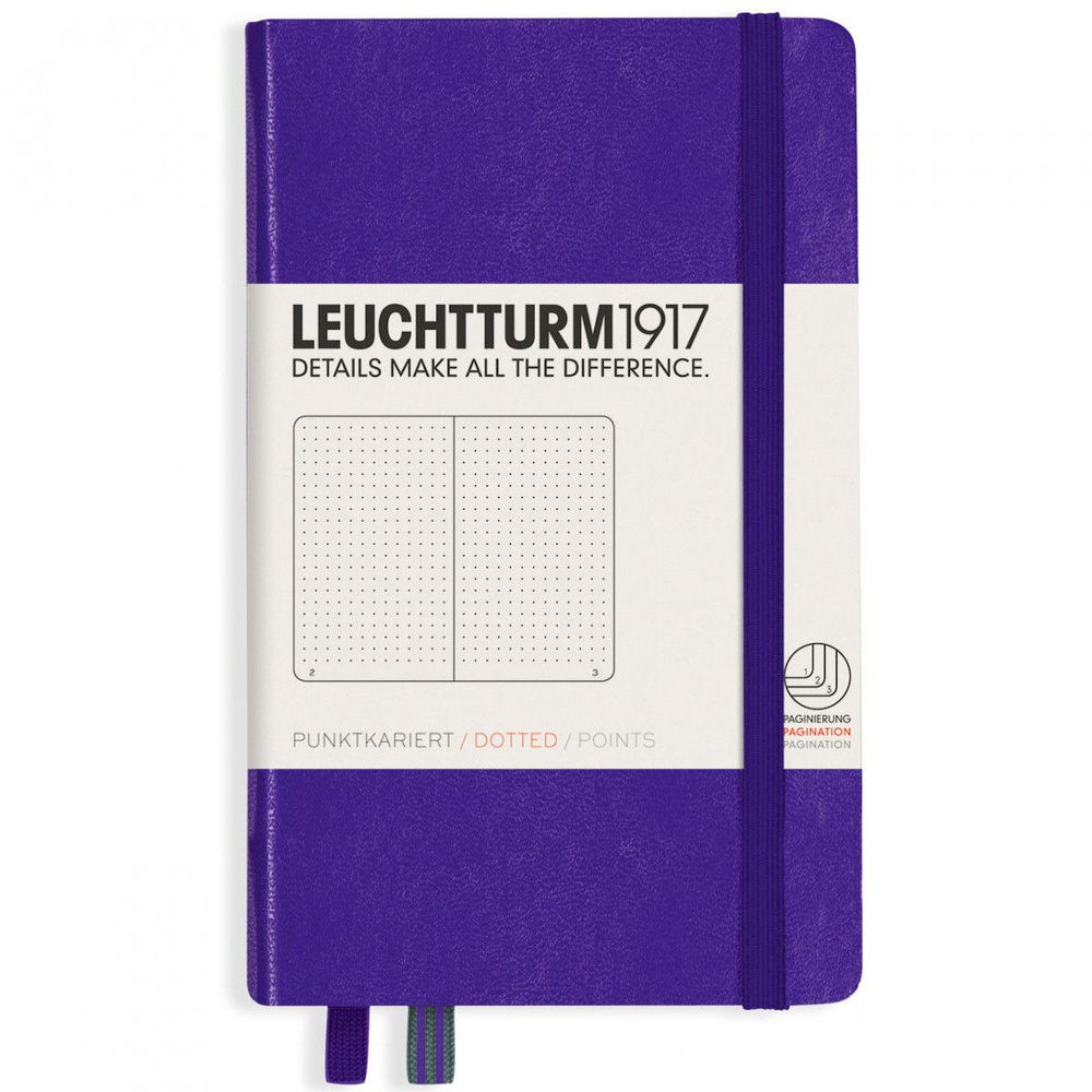 Записная книжка Leuchtturm Pocket A6 Purple твердая обложка 187 стр, 346684  #1
