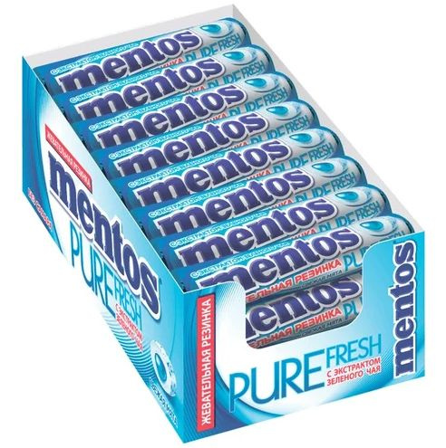 Жевательная резинка Mentos Свежая мята Pure Fresh, 24 пачки по 15,5 грамма  #1