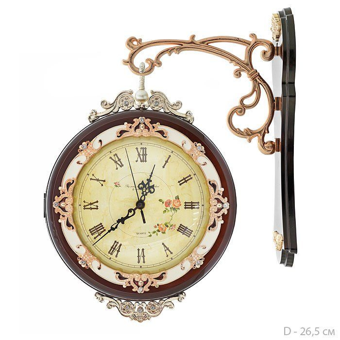Часы настенные двухсторонние на кронштейне "Ретро" 26,5 см, коричневые  #1