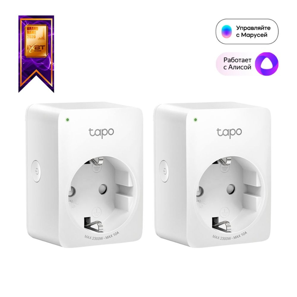 Умная мини Wi-Fi розетка TP-Link Tapo P100(2-pack)(072766), 2 шт. #1