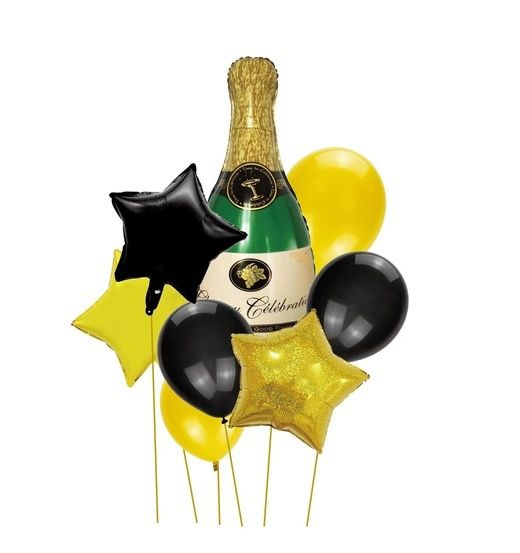 Набор воздушных шаров фольгированных Шампанское - 8 шт. #1
