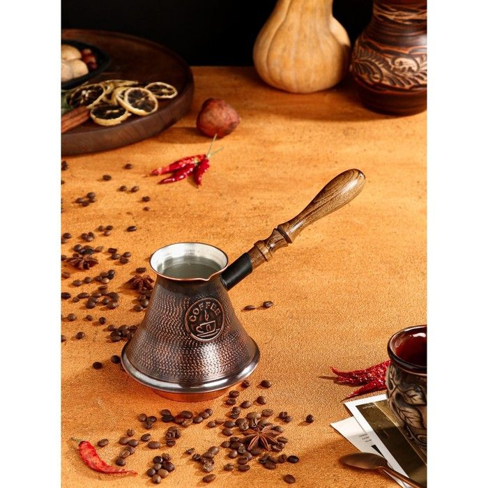 Tas-Prom, Турка для кофе "Армянская джезва", с песком, медная, высокая, 620 мл  #1