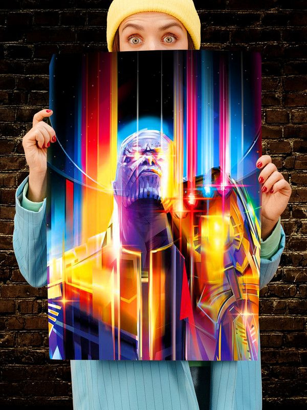 Постер интерьерный Танос 4, 70х46 см. Матовый яркий. Перчатка Таноса Бесконечности Мстители The Avengers #1
