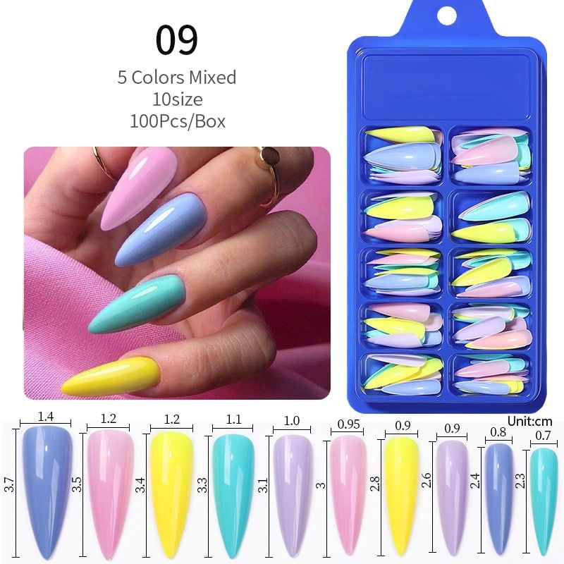 Born Pretty, Nail Tip Colorful - Гелевые типсы цветные для маникюра (накладные ногти), 100 шт  #1