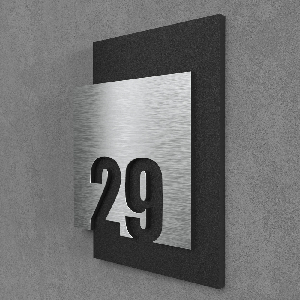 Цифры на дверь квартиры, табличка самоклеящаяся номер 29, 15х12см, царапанное серебро  #1