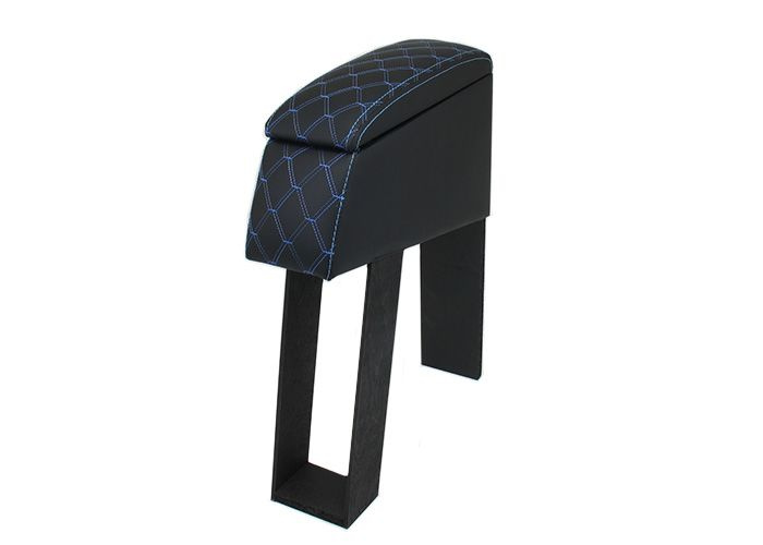 Подлокотник БАР между сидений для а/м Газель Next (черный) экокожа стеганая, синий ромб  #1