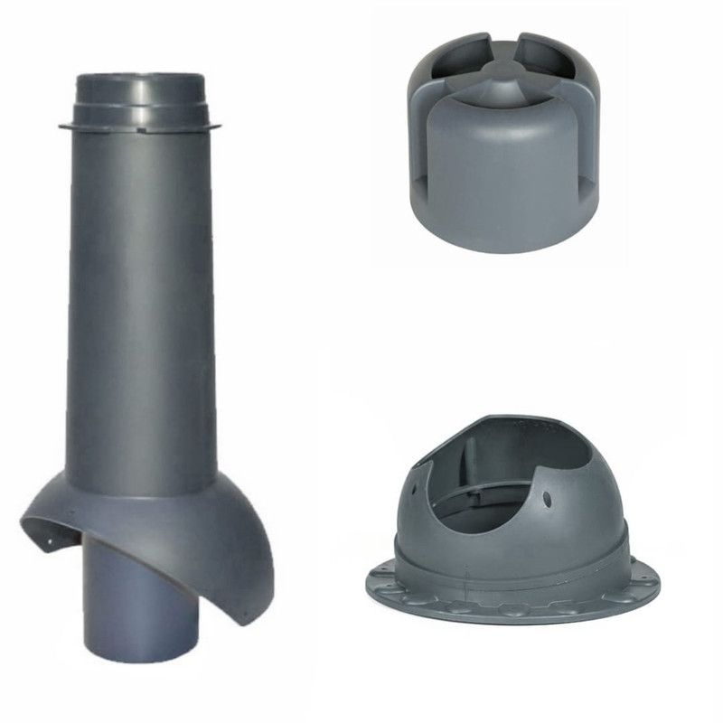 Вентиляционный выход (комплект) 110 мм h-500 для канализации утеплённый Krovent, труба вытяжная на крышу #1
