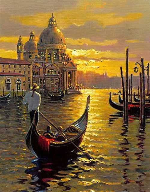 Картина по номерам на холсте 40*50 см "Золотой закат Венеции"  #1