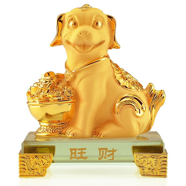 Статуэтка Собака Фен-Шуй, Золотой (9х6х11 см.) #1