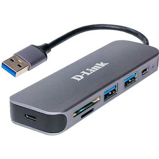 Концентратор разветвитель хаб USB3.0 D-Link DUB-1325 / A2A серый, 2 x USB3.0 Type-A, Type-C, USB-C, SD, #1